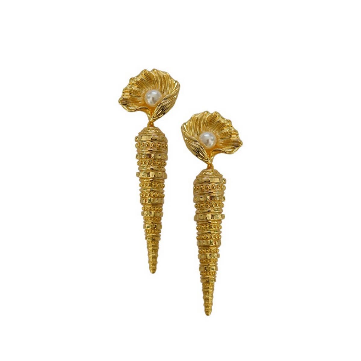DESIGN OCEAN SERIES PEARL SHELL SNAIL EARRINGS_CWAJE5133