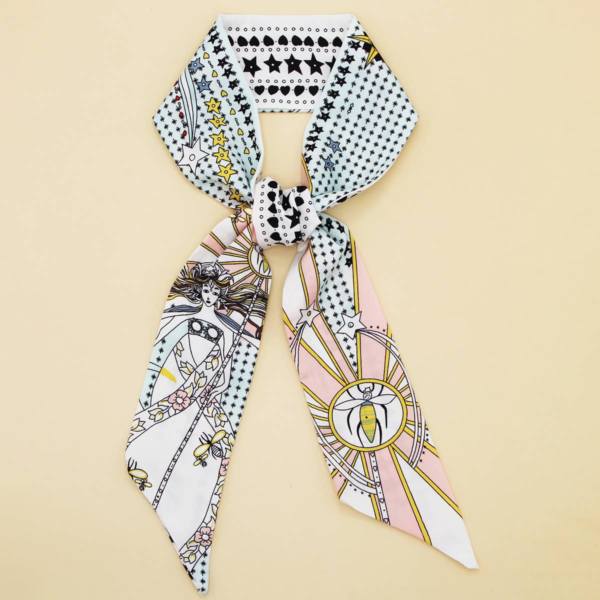 SKINNY FLORAL RIBBON SCARF FOR HAIR OR HANDBAG_CWASC0067