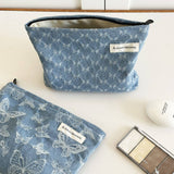 Denim Makeup Bag Large Pillow Handbag Travel Pouch_Cuab00702