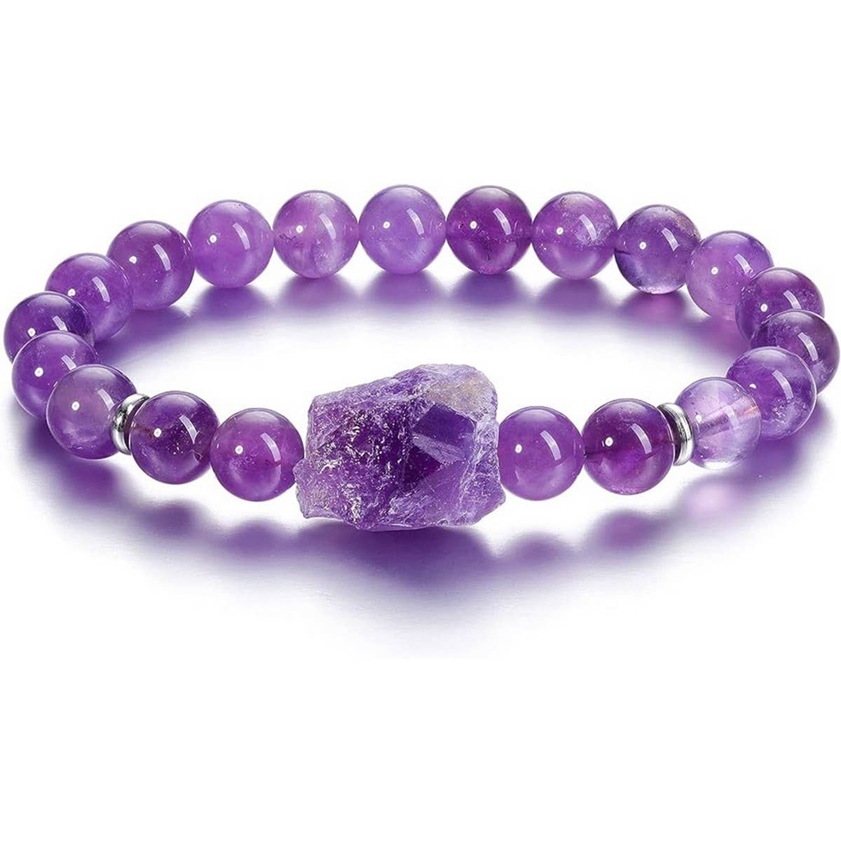 Cwaje3876_Amethyst Irregular Raw Stone Beads Bracelet