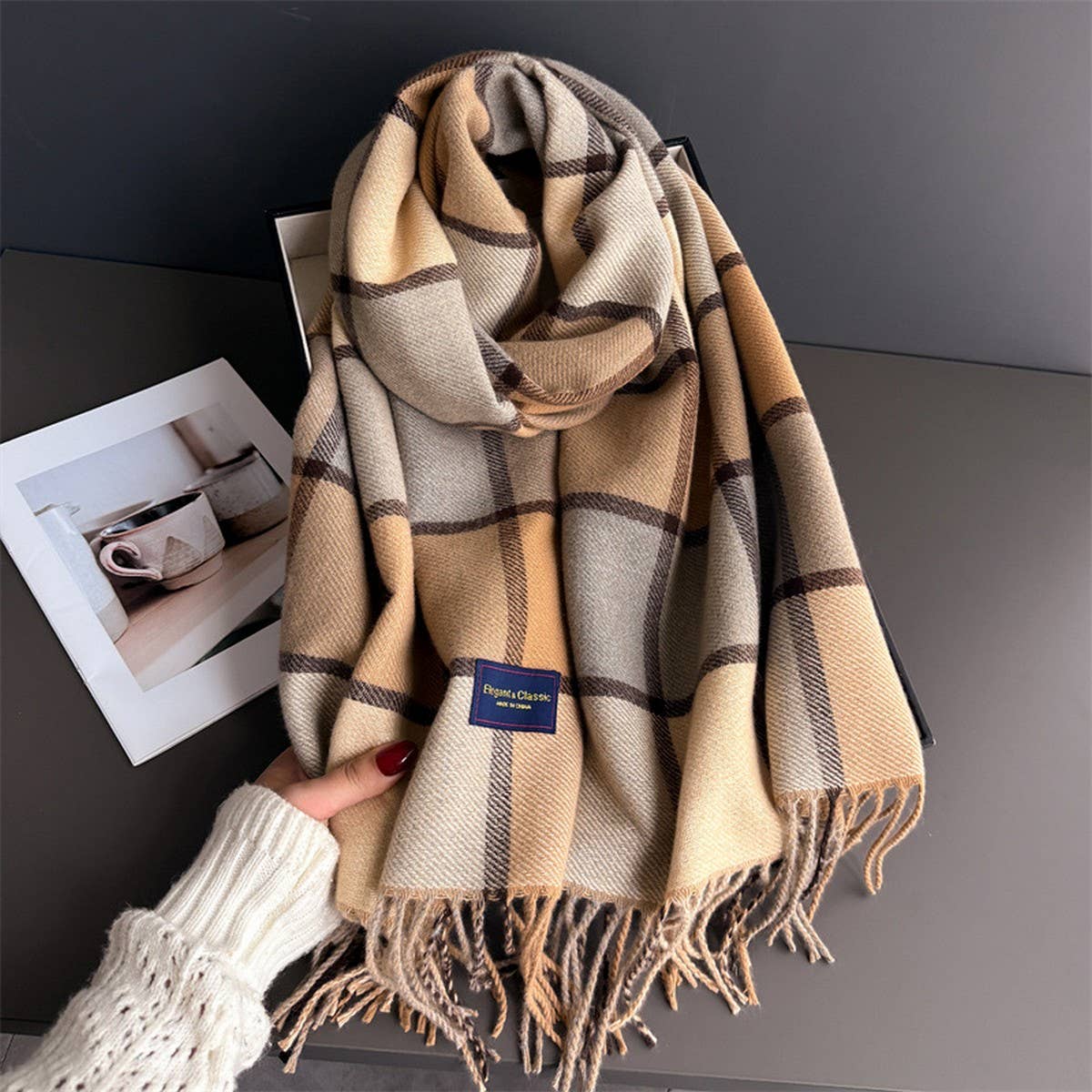 Vintage Soft Cashmere Feel Tassel Winter Scarf_Cwasc03236