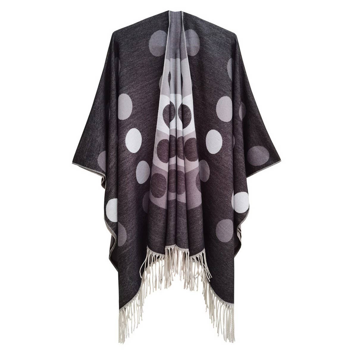 CIRCULAR PATTERN TASSEL SPLIT SHAWL CLOAK_CWASC0309