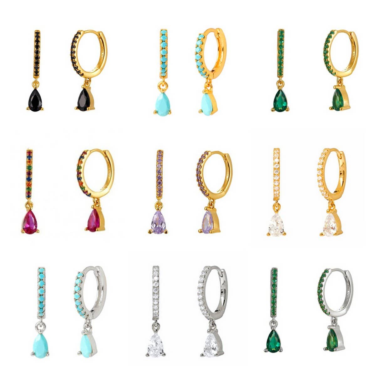 LIGHT LUXURY TEARDROP DIAMOND FRENCH EARRINGS_CWAJE1718