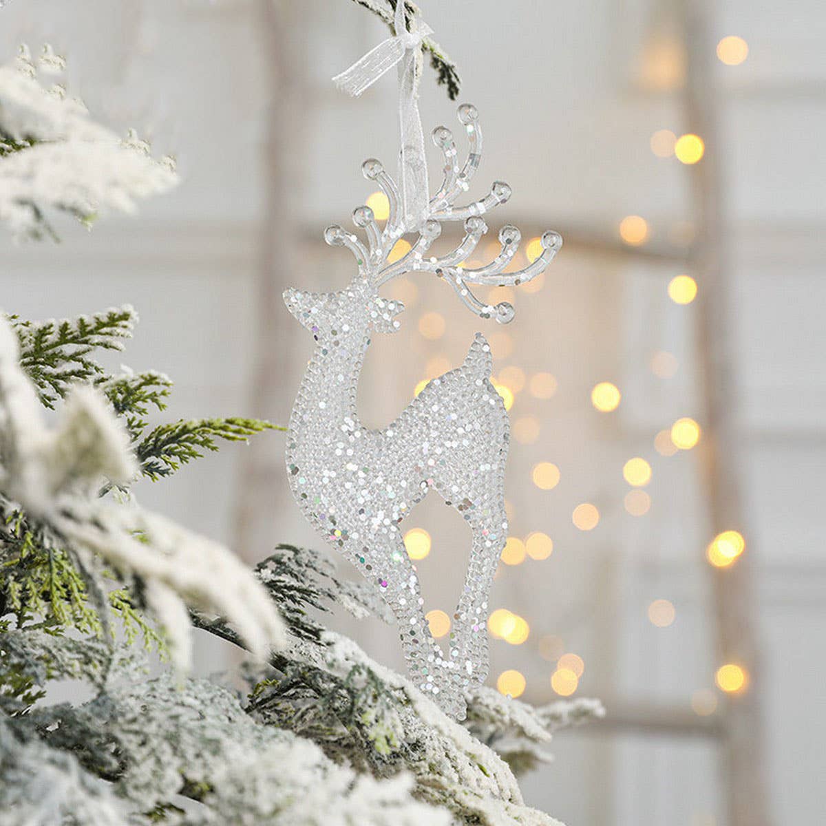 Transparent Xmas Tree Snowflake Reindeer Ornament_Cwmm9800