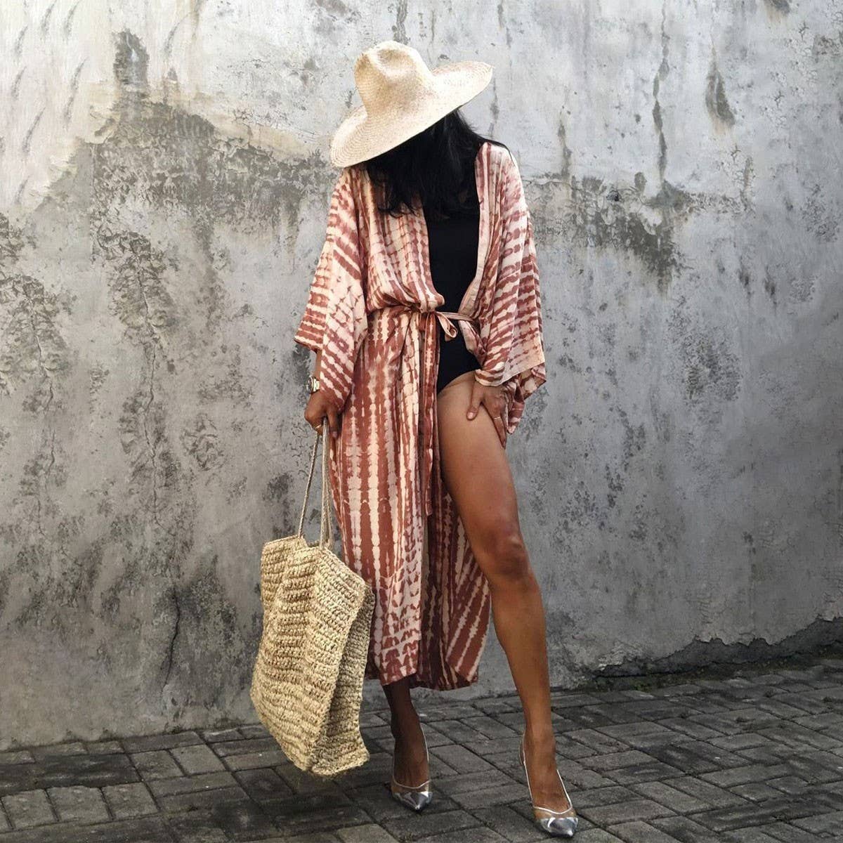 Tie-Dye Beach Cover-Up Cardigan Bikini Sunscreen_Cwmm6299