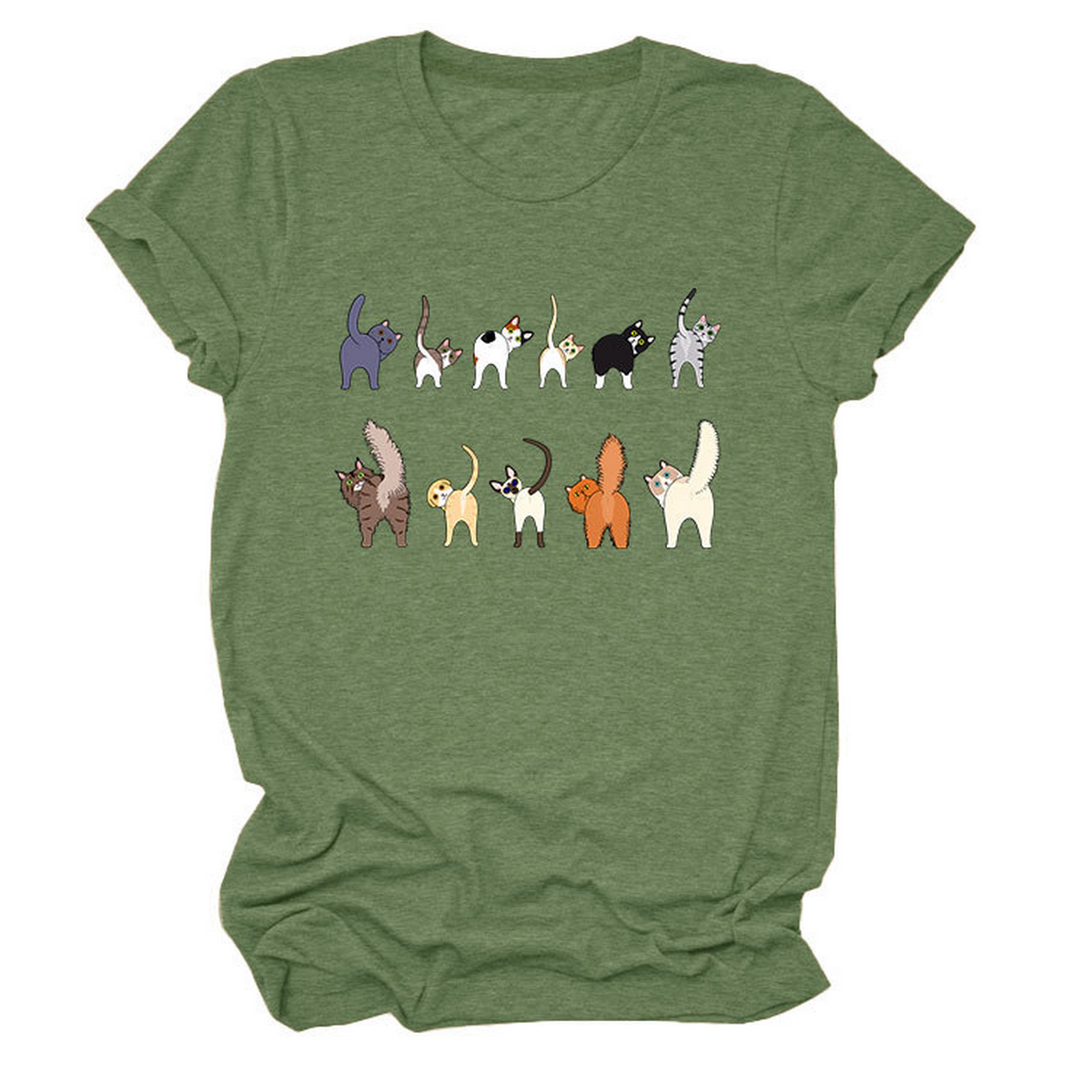 CUTE CAT GRAPHIC TEE 11 CATS TURN AROUND_CWTTS1495
