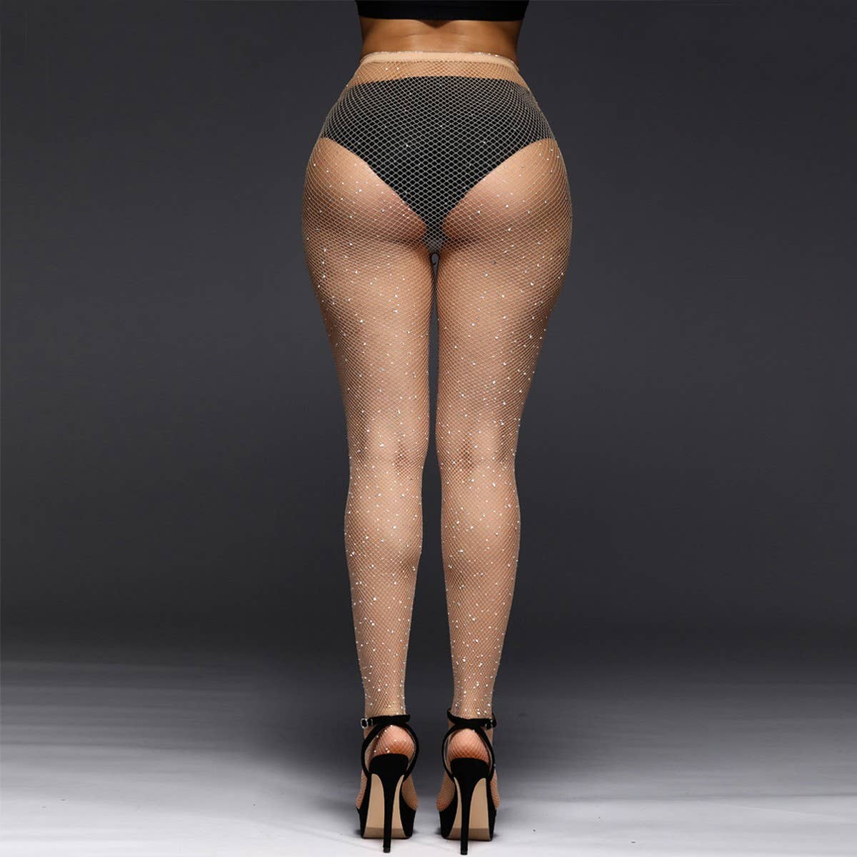 Women Sparkle Rhinestone Fishnets Stockings_Cwms0230