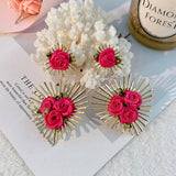 HANDMADE FABRIC FLOWER HEART EARRINGS FOR WOMEN_CWMM6254