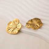 18K GOLD PLATED STEEL SUNFLOWER STATEMENT EARRINGS_CWMM8926