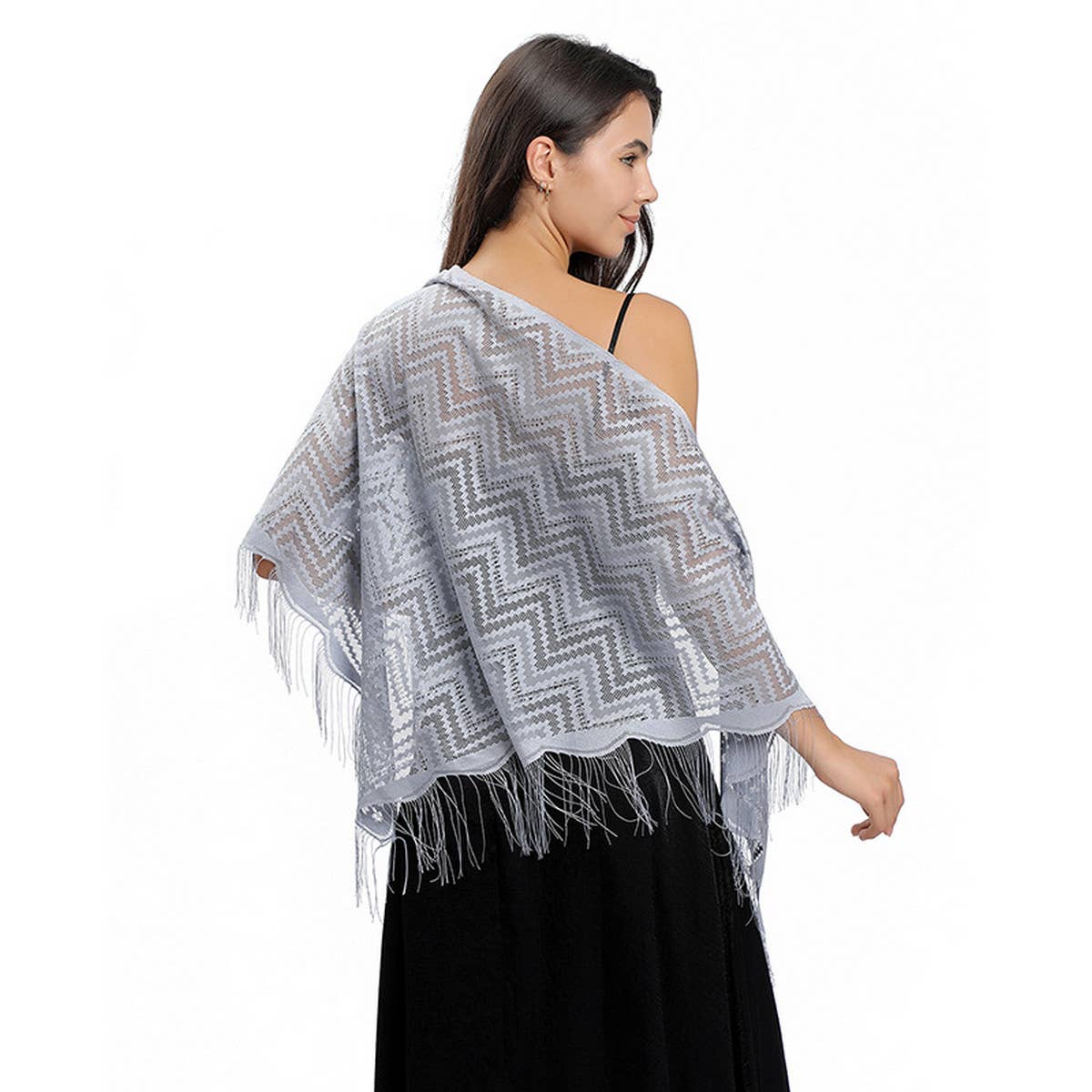 LACE WAVE TRIANGLE SCARF PARTY WRAP FOR WOMEN_CWASC1084