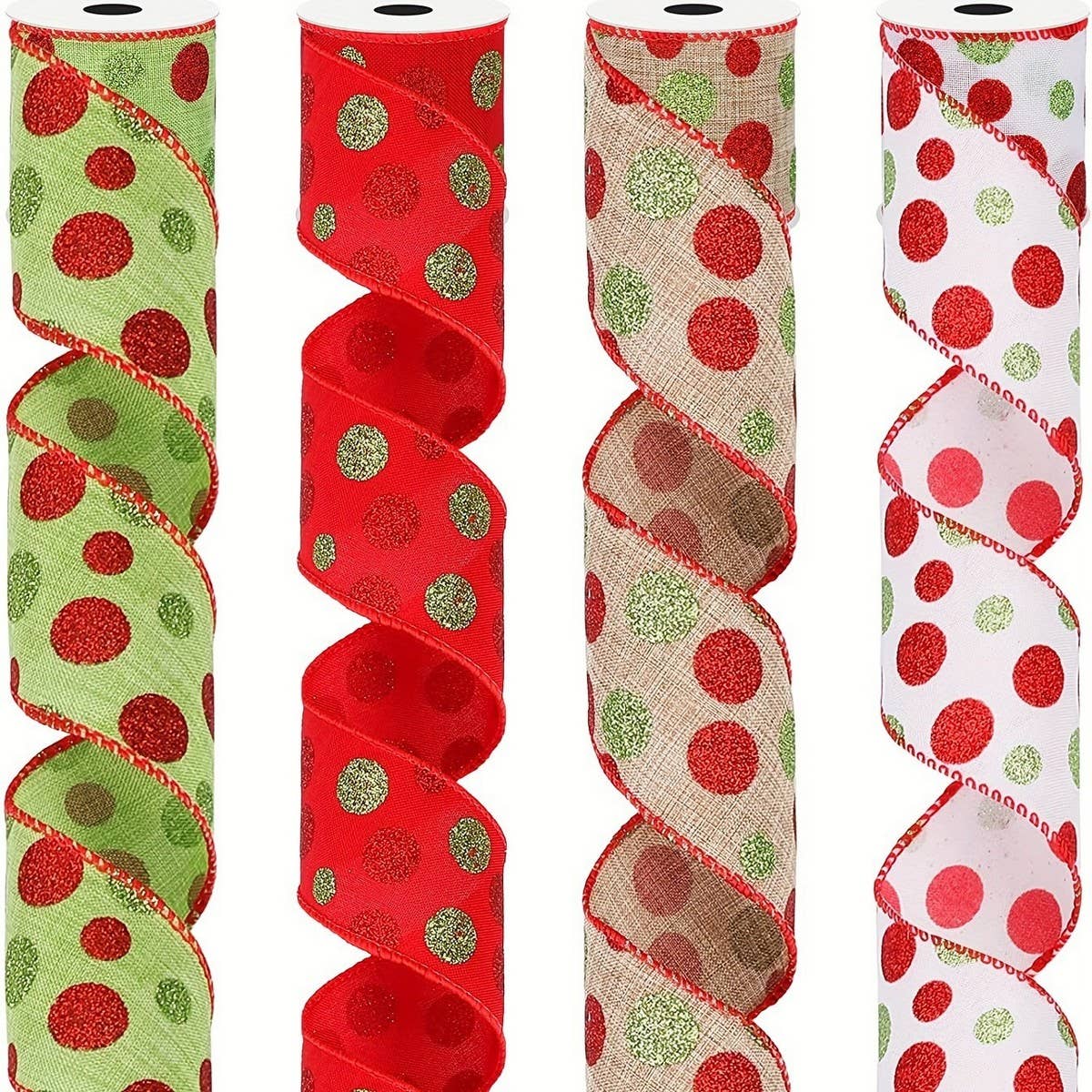 Cwmm10200_Polka Dot Ribbon Set Diy Gift Wrap Bows 4 Styles