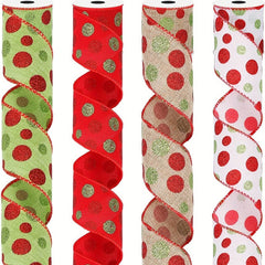 Cwmm10200_Polka Dot Ribbon Set Diy Gift Wrap Bows 4 Styles