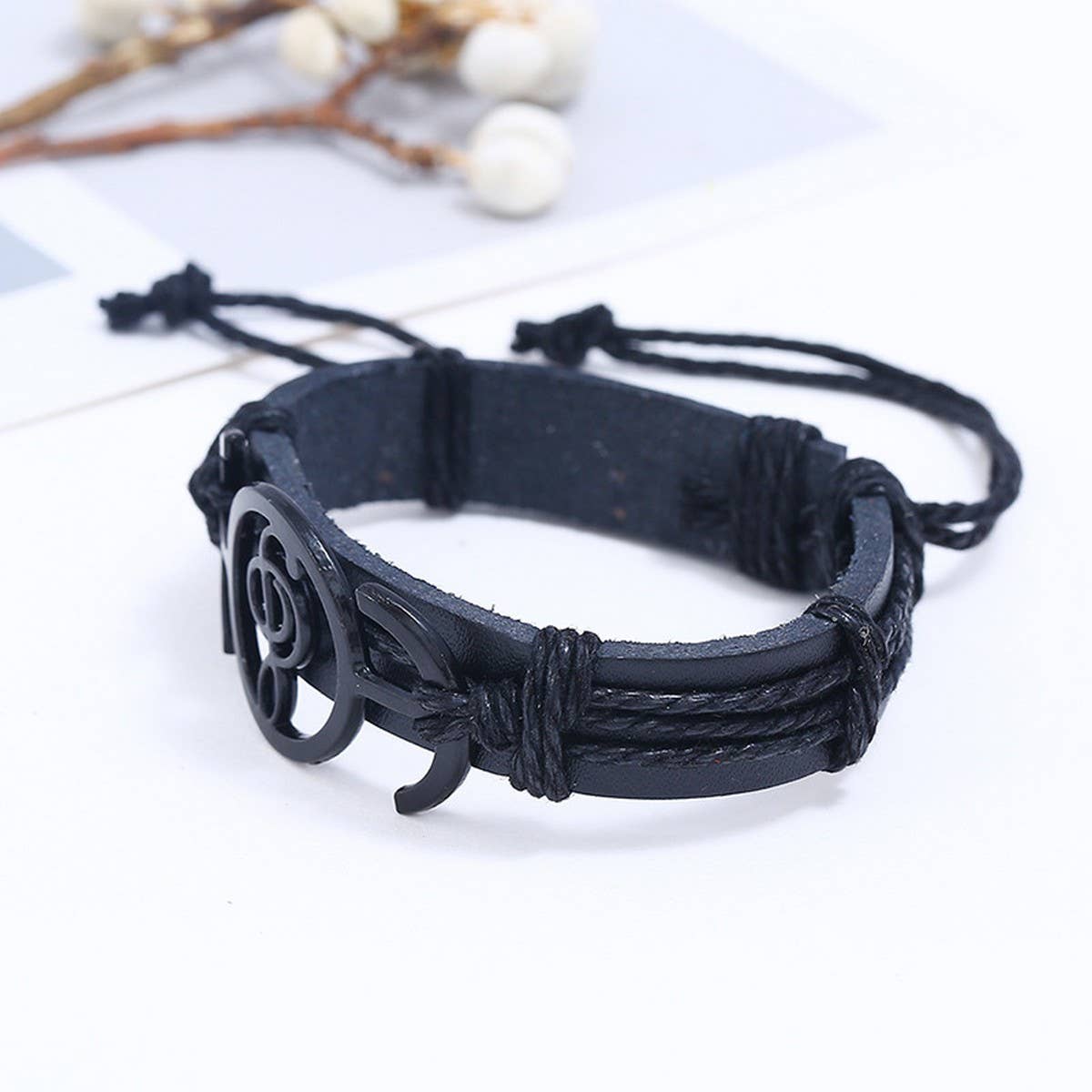 NEW MUSICAL NOTE BRAIDED LEATHER BRACELET_CWMM4524