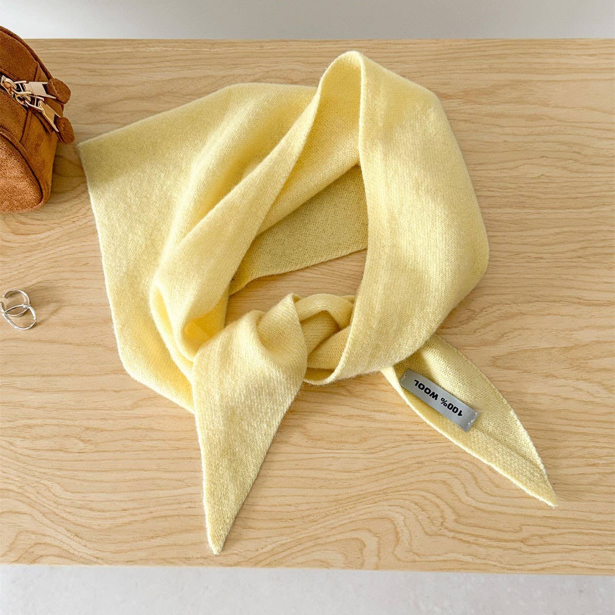100% Wool Triangle Scarf Warm Knit Shawl_Cwov00262