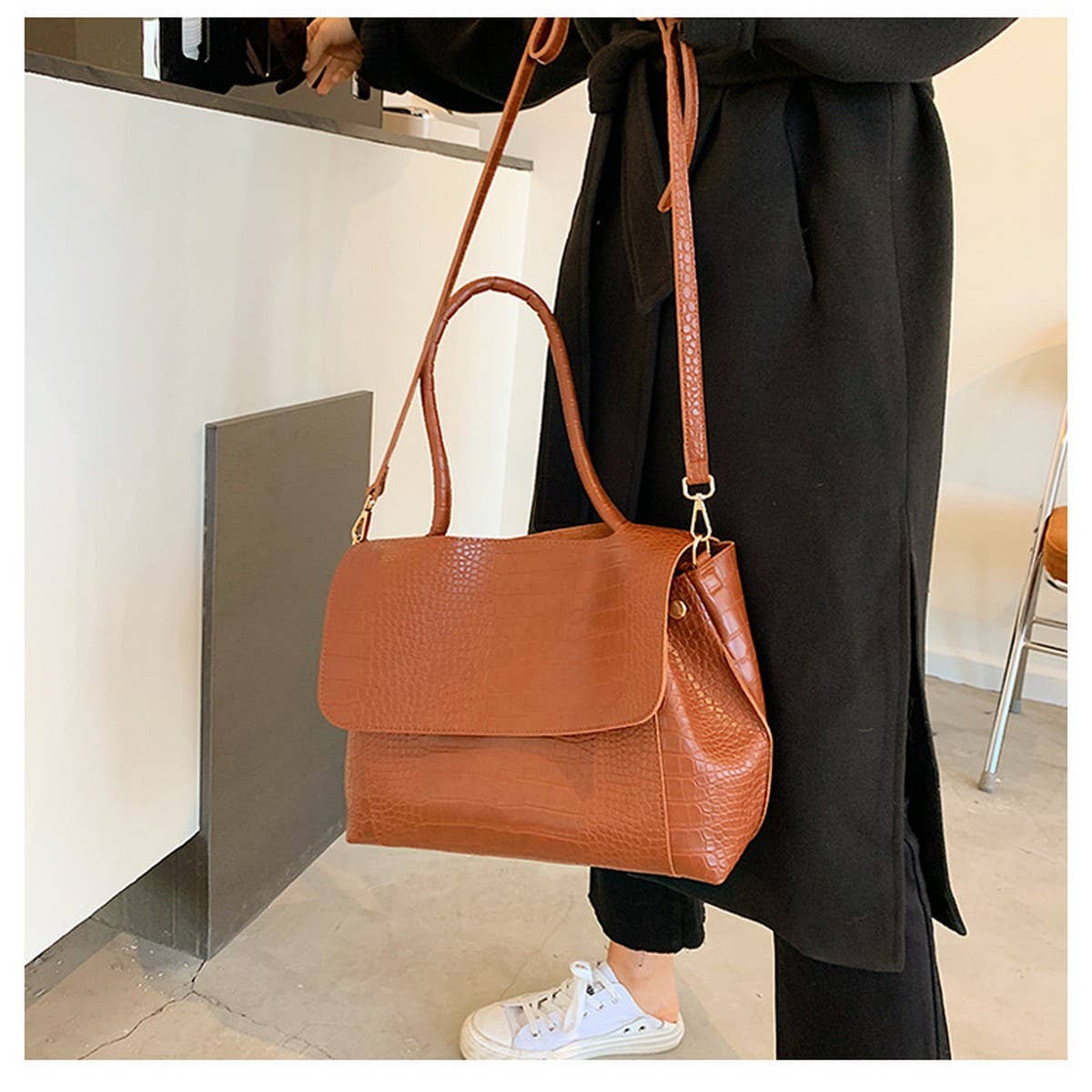Women Leather Tote Bag Shoulder Bag_Cwab1385