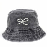 PEARL BOW DENIM BUCKET HAT_CWAH1537