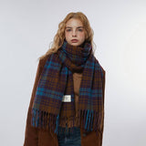 BROWN CHECK SCARF THICK DUAL USE WINTER WRAP_CWASC2299