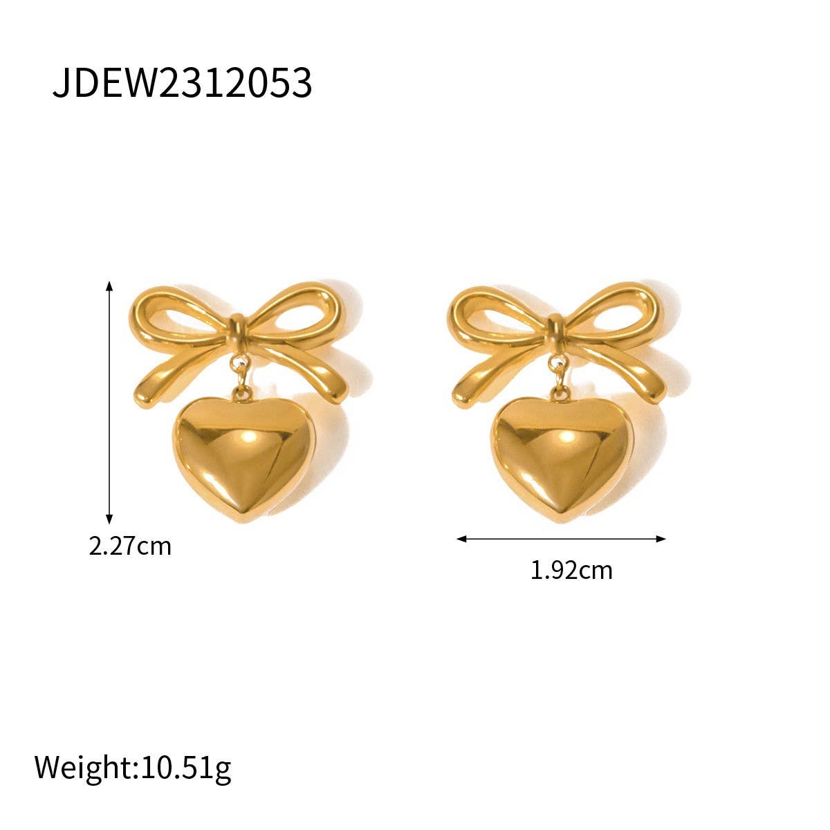 PERSONALIZED ALL MATCH 18K GOLD BOW EARRINGS_CWASC1655