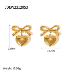 HOT STYLE PERSONALIZED BOW LOVE PENDANT EARRINGS_CWAJE1363