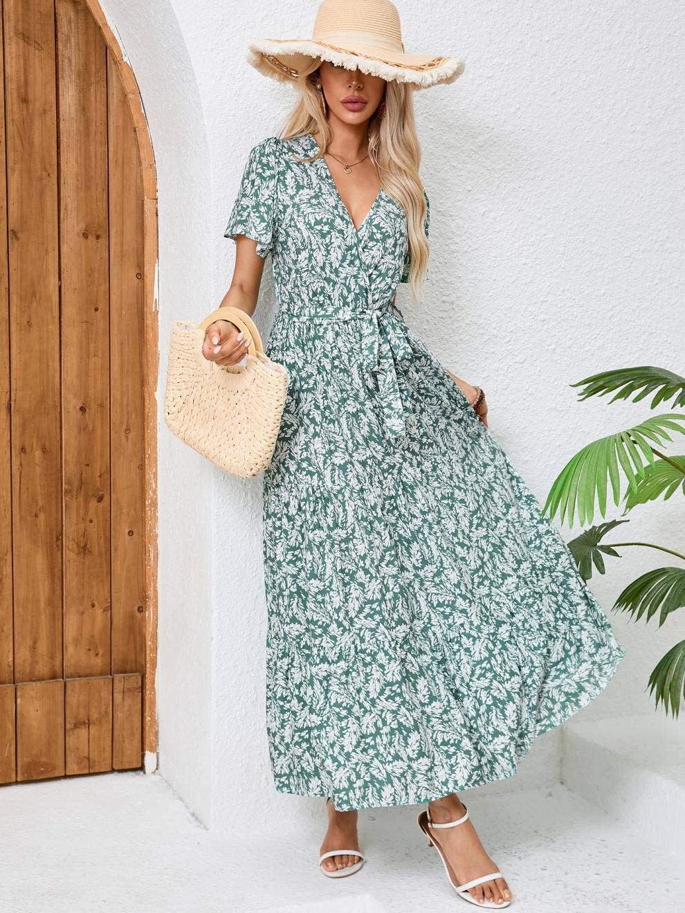 V-Neck Sleeveless Halter Print Boho Long Dress_Cwdmd4505