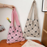 FASHIONABLE AND SIMPLE BOW DIAMOND TOTE BAG_CWAB3067