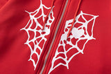 Spider Web Heart Zipper Fleece Hooded Cardigan