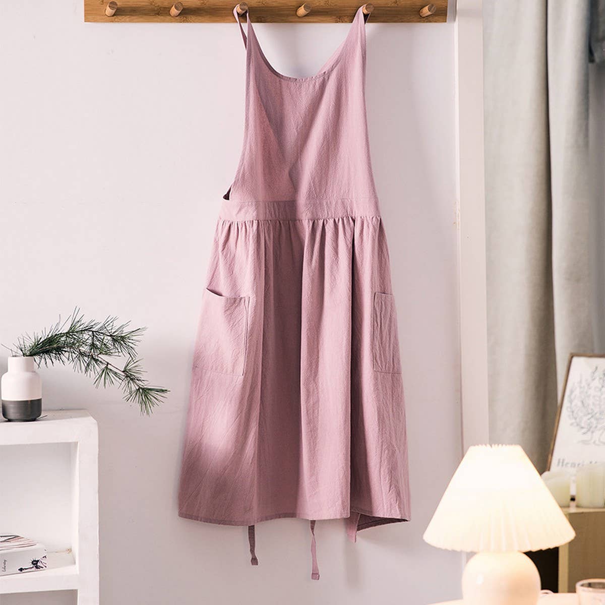 Cwmm1832_Cotton Linen Household Kitchen Apron Work Apron