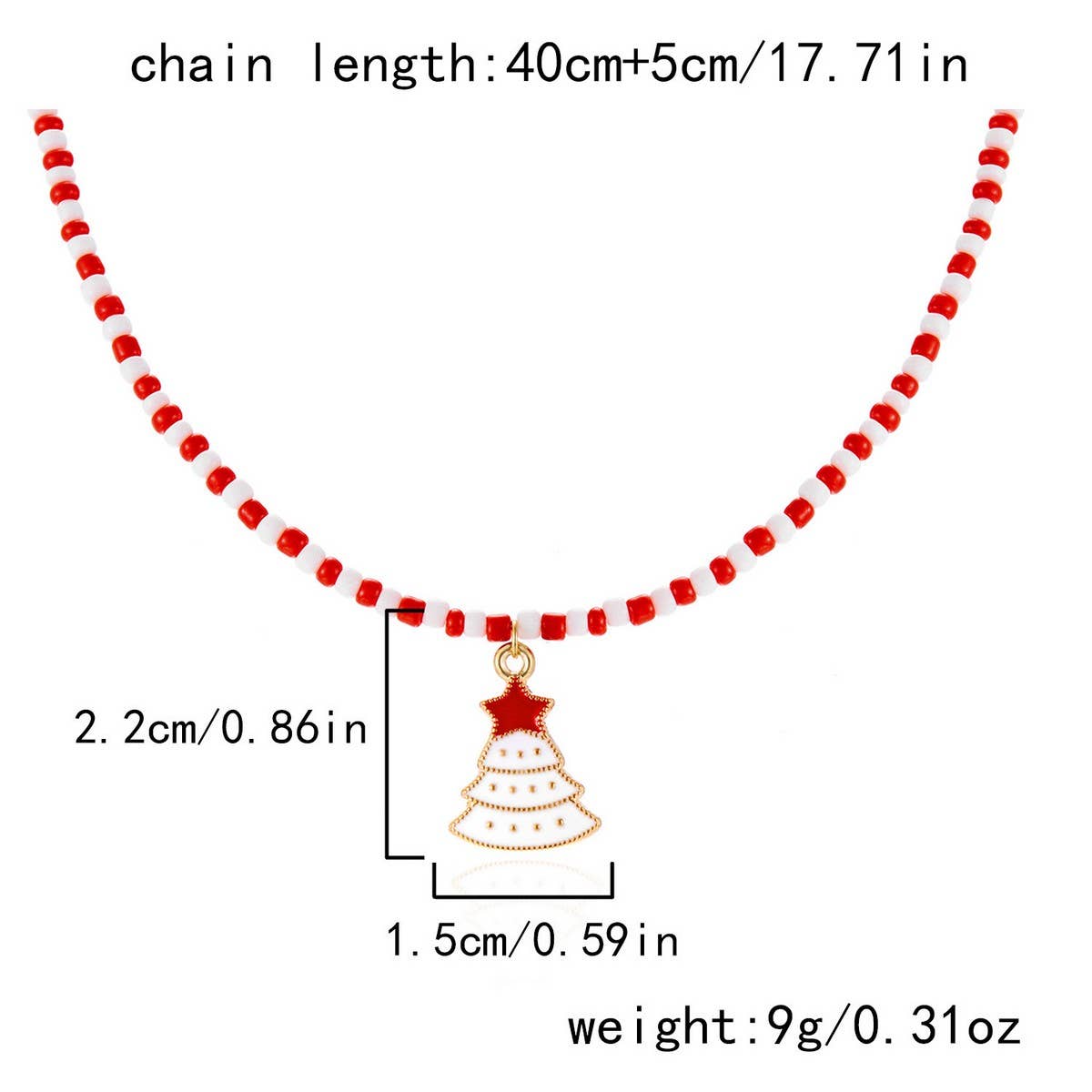 Cwaje2515_Christmas Tree Santa Claus Rice Bead Necklace