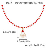 Cwaje2515_Christmas Tree Santa Claus Rice Bead Necklace