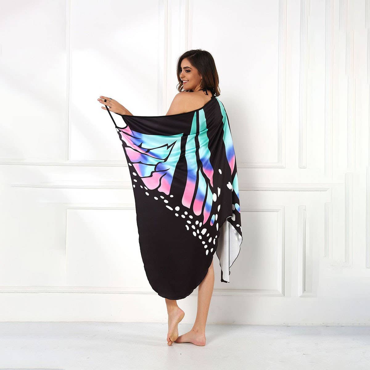 SEXY 3D BUTTERFLY PRINT SLING BEACH COVER UP_CWBLS0496