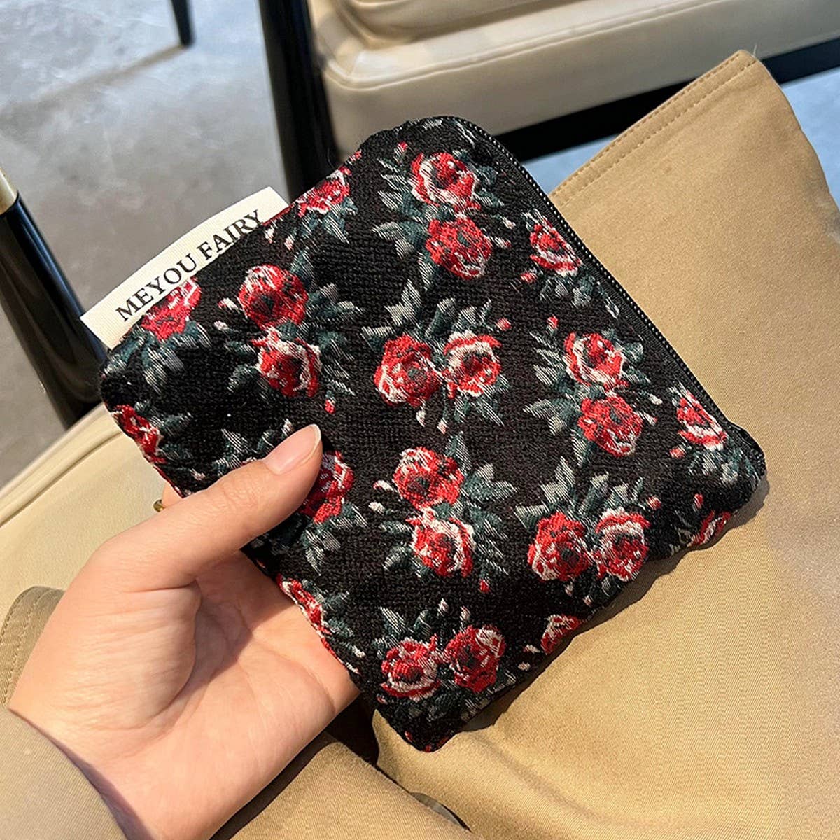 Floral Mini Wallet Lipstick Cushion Card Holder_Cuab00663