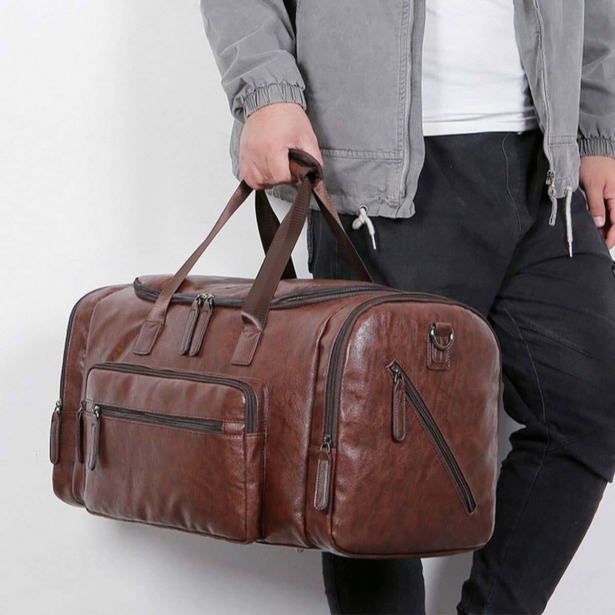 MENS PU LEATHER TRAVEL BAG EXTRA LARGE SIZE_CWAB5177