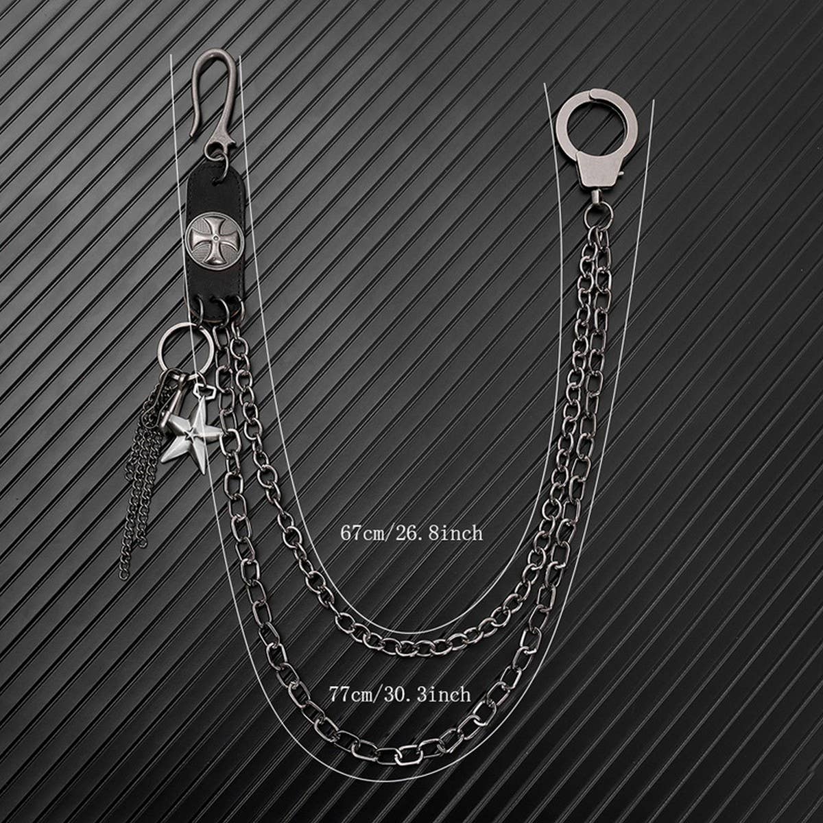 Trendy Retro Leather Stitching Jeans Chain_Cwmm4838