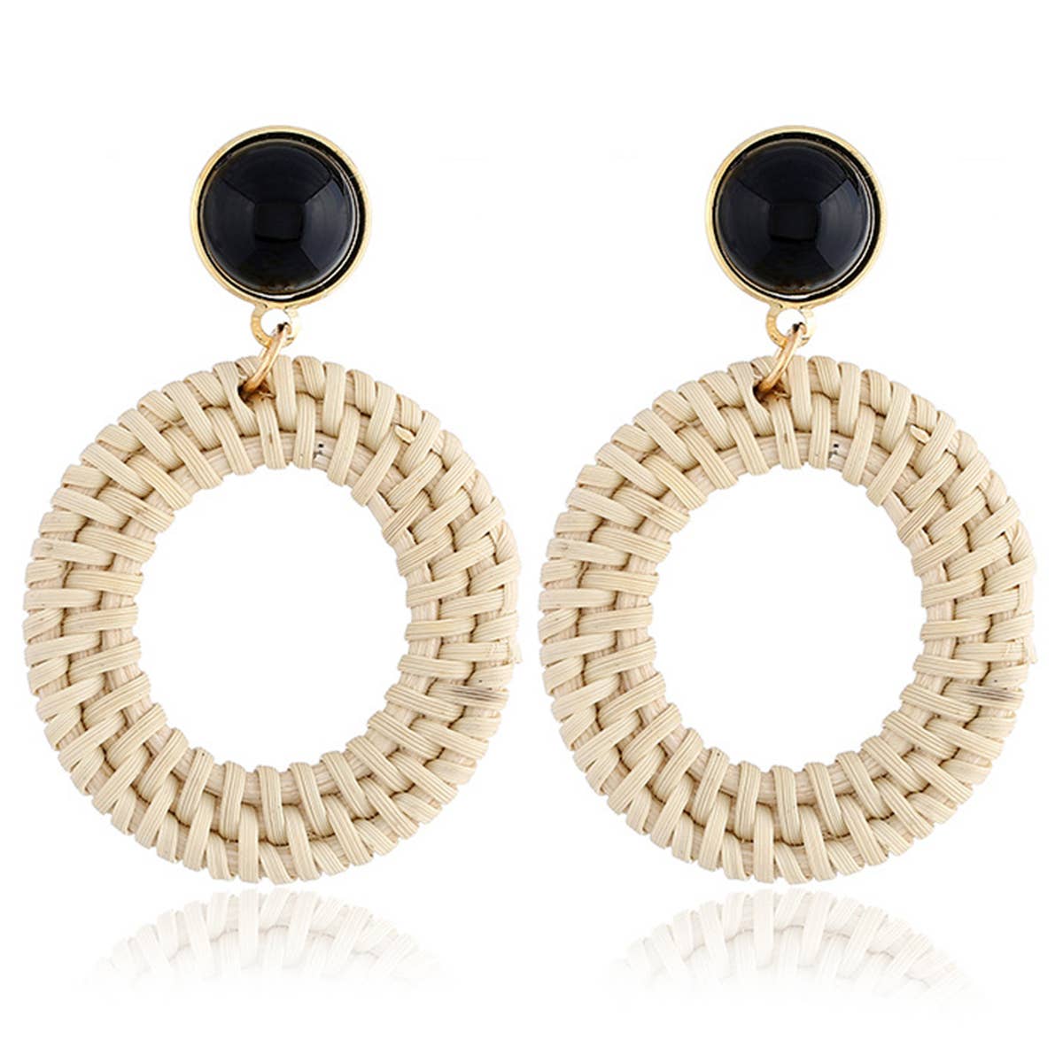 BRAIDED ROUND DROP EARRINGS_CWAJE0443