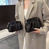 Black Pleated Large Capacity Cosmetic Bag_Cwab4446