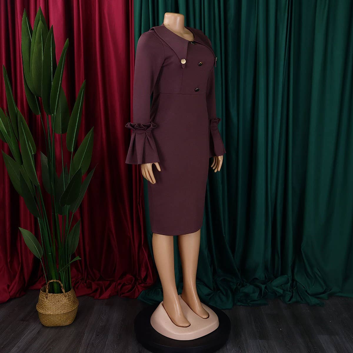 FASHIONABLE AND ELEGANT COMMUTER LONG DRESS_CWDMD3698