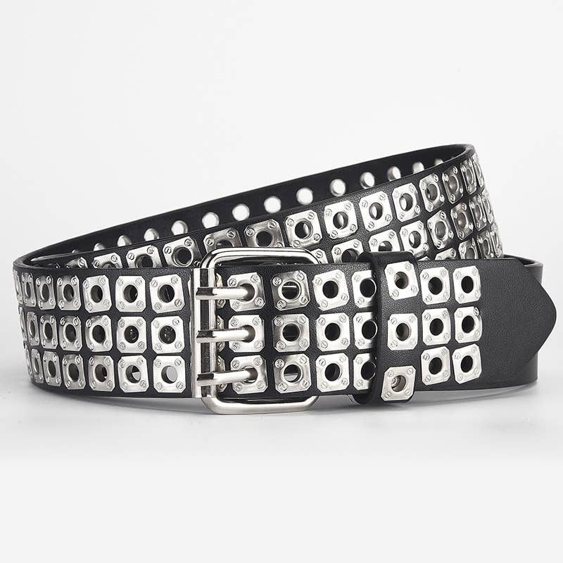 Liuding Hollow Air Eye Punk Style Pu Belt