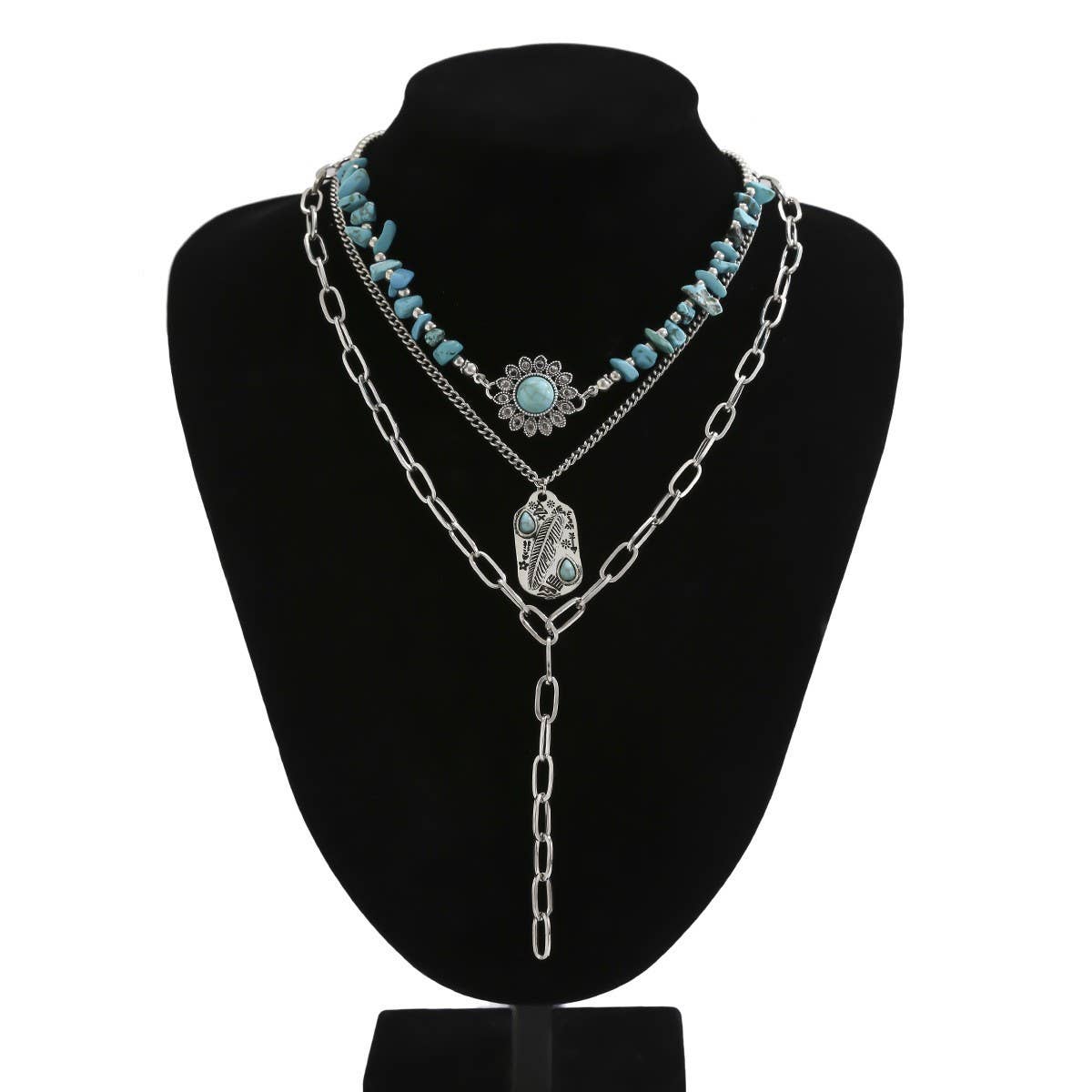 FASHIONABLE AND SIMPLE MULTI LAYER ALLOY NECKLACE_CWMM3188