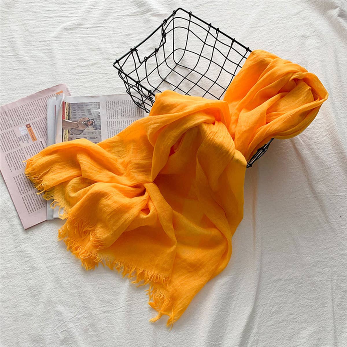 COTTON LINEN SOLID COLOR BEACH SHAWL SCARF _CWASC0197