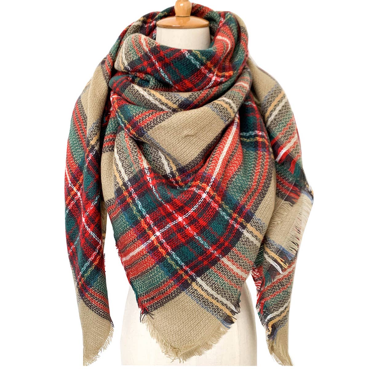 SOFT CHUNKY CHECKED GIANT SCARVES SHAWL CAPE_CWASC0107