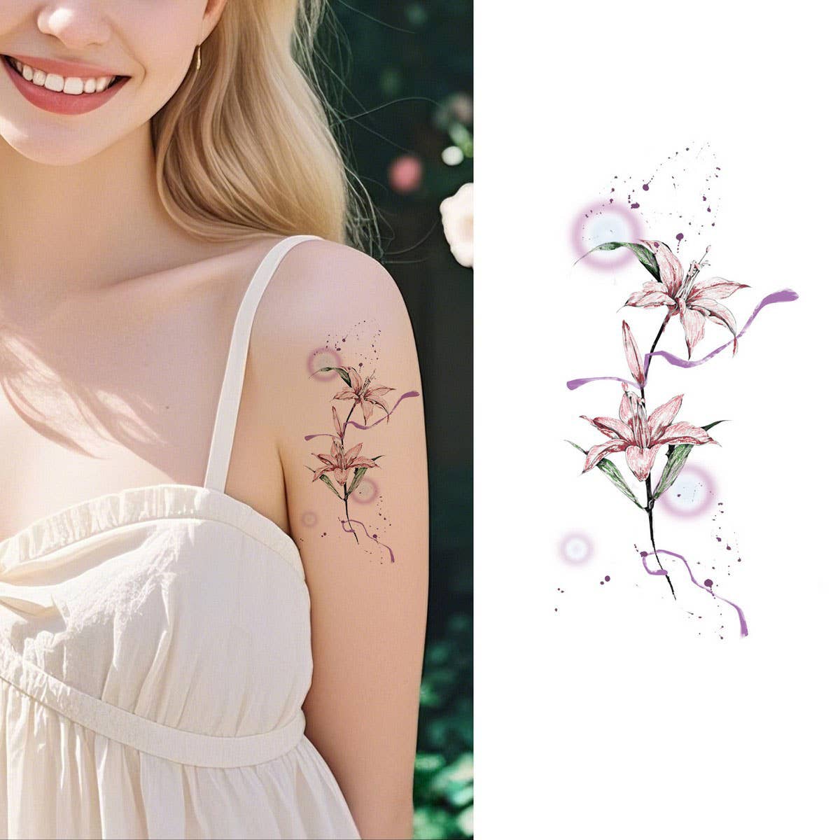 ELEGANT FLORAL ARM TATTOOS WATERPROOF LONG LASTING_CWMM8263