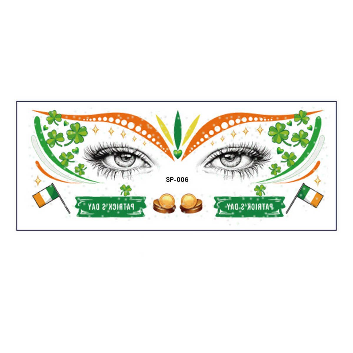 LUCKY CLOVER FACE STICKERS WATERPROOF TATTOOS_CWMM8373
