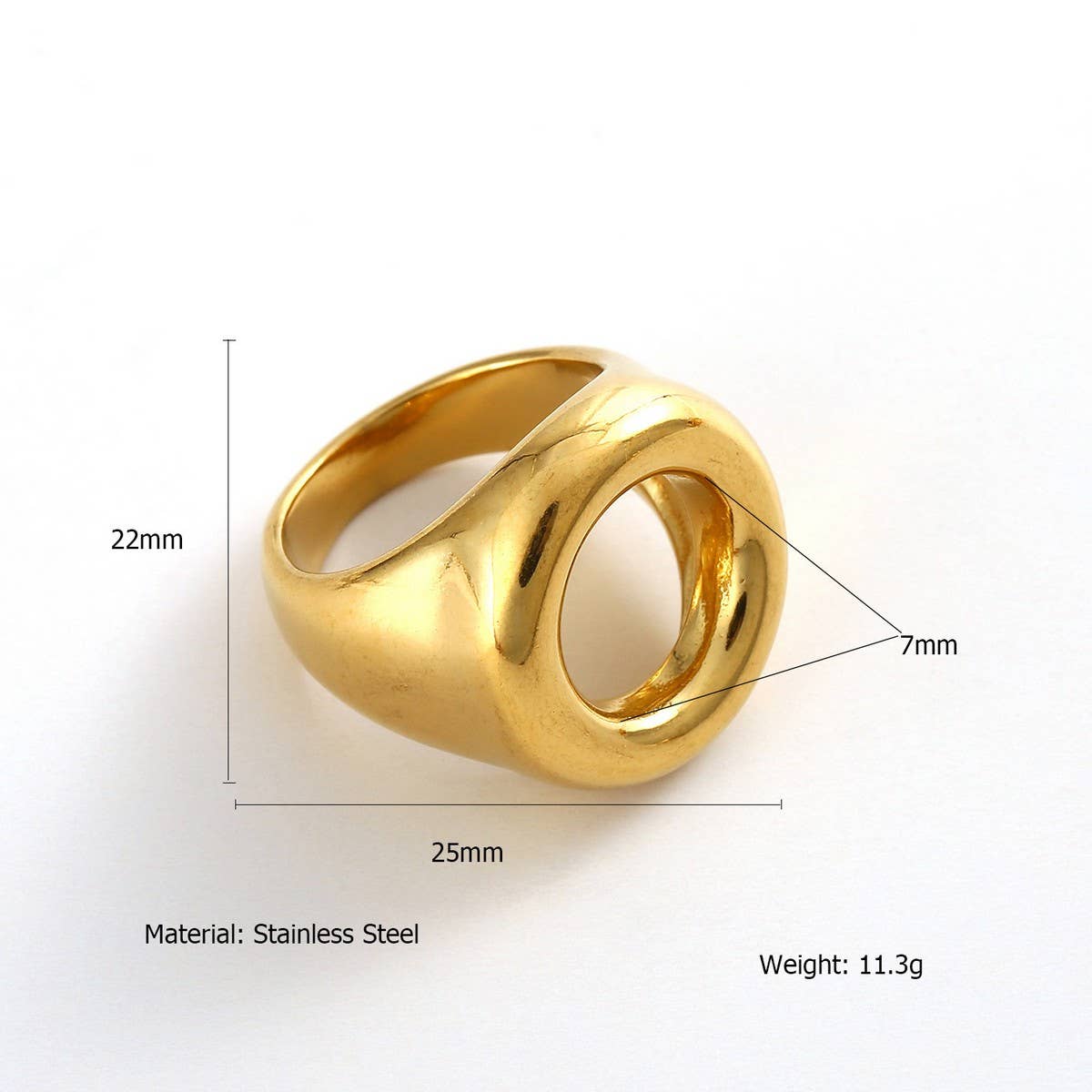 Trendy 18K Gold Plated Steel Statement Ring_Cwmm8937
