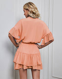 Spring/Summer Solid Color Ruffled Dress