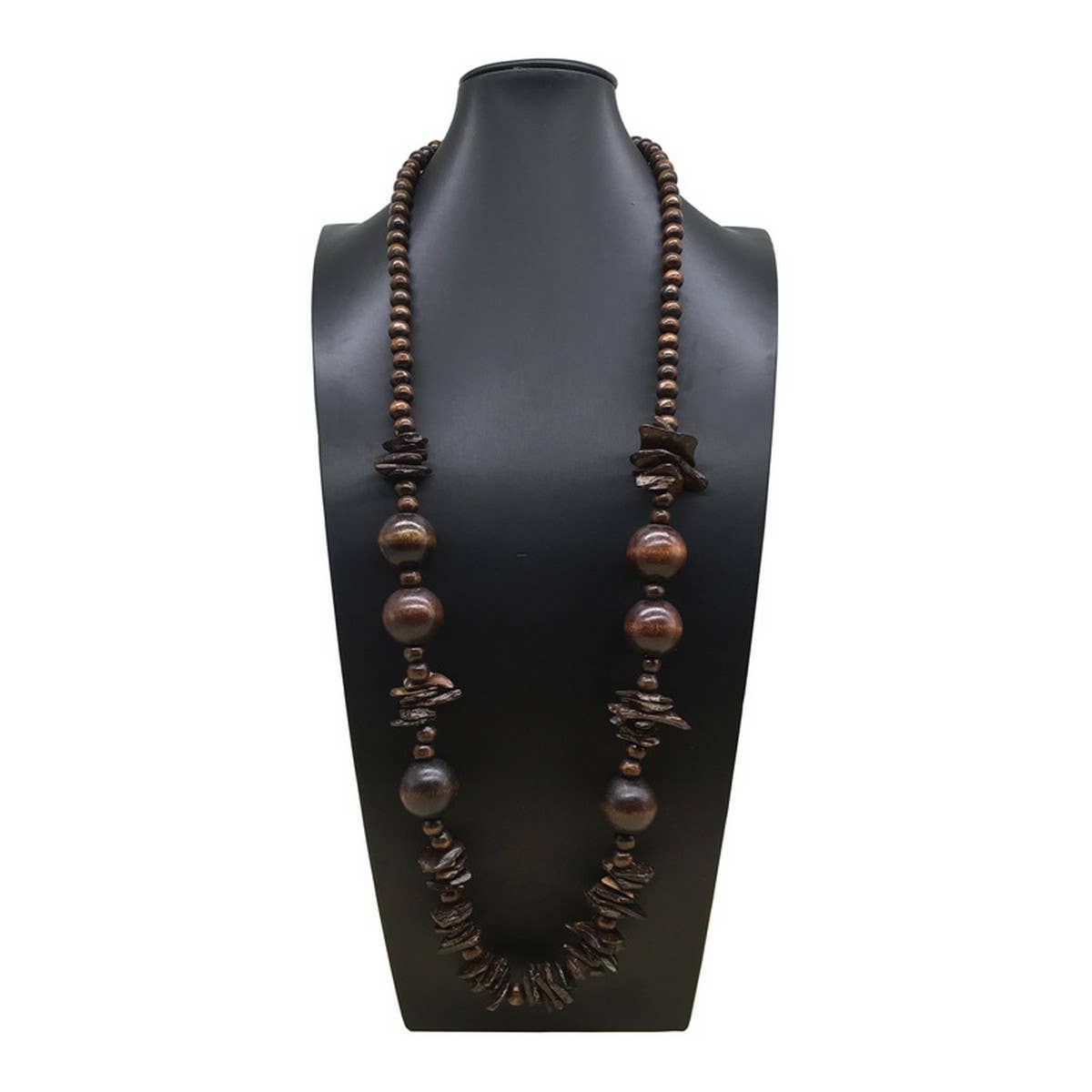 BOHEMIAN COCONUT WOOD BEAD NECKLACE_CWMM4923