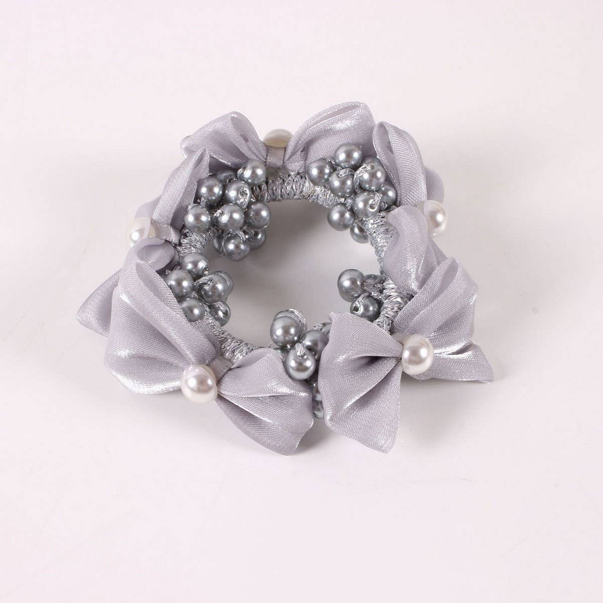 ELEGANT PEARL SATIN BOW ELASTIC HAIR TIE_CWAHA6881