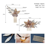 GOLD FLORAL BRIDAL HAIR COMB GEM ELEGANT PIECE_CWAHA2788