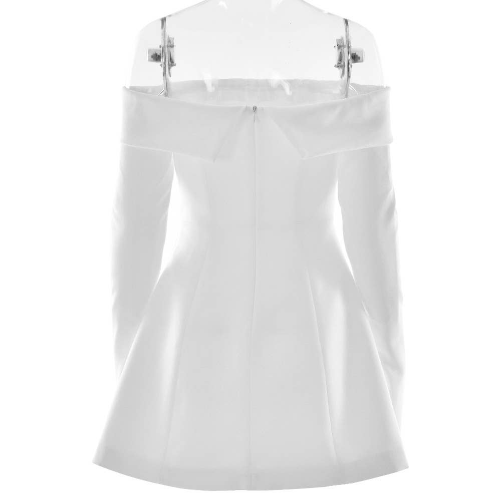 Strapless Backless Long-Sleeved A-Line Dress