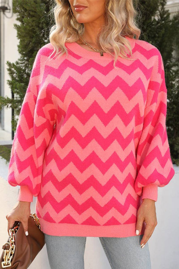 Sweater With Crew Neck And Lantern Sleeves