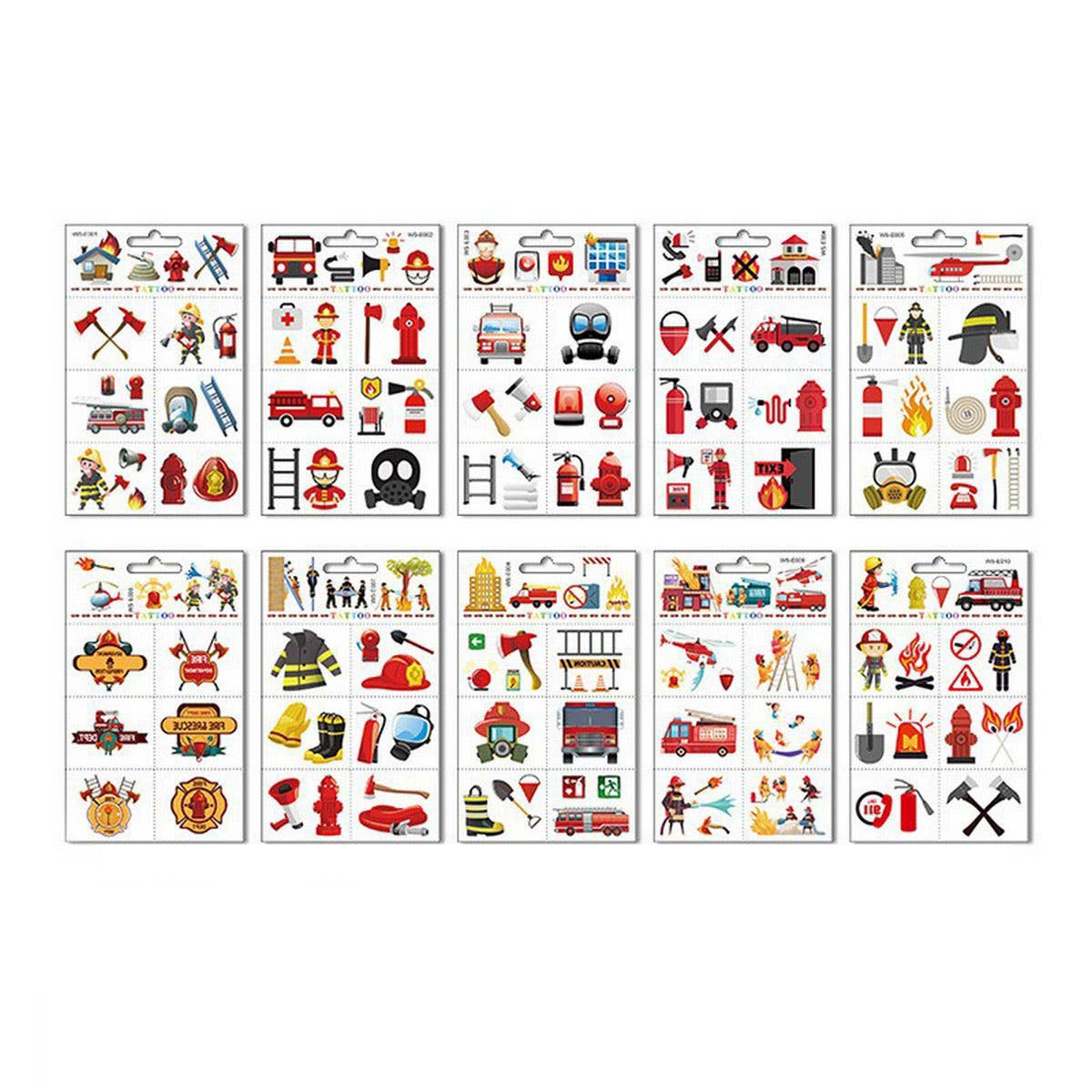 KIDS WATERPROOF FIRE TRUCK TATTOOS FOR SAFETY WEEK_CWMM8259